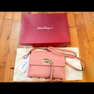 SALVATORE FERRAGAMO The Studio  Desert Rose Flap Bag H886 With Box- Dust Bag